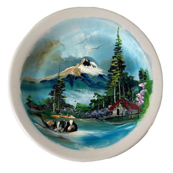 Hand Painted Mountain Scene Plate, Santa Anita Mexico, Home Decor, 6.5” - Picture 1 of 12